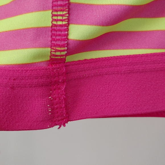 Nike Pro Stripe Sports Bra Medium Neon Pink Yellow - Picture 10 of 15